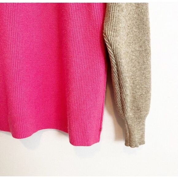 Rare Free People Soft-Girl Colorblock Turtleneck Sweater XS Pink Beige Brown EUC - Picture 8 of 11